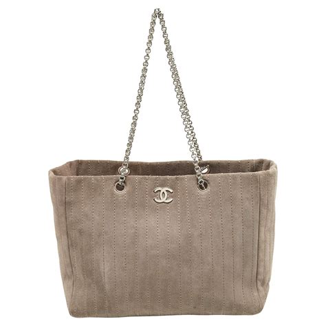 Chanel Vertical Quilted Suede Large Mademoiselle Tote